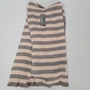 Renee's NYC Women's Scarf Striped Soft Pink / Gray Knit ~78x9" Acrylic NEW NOS